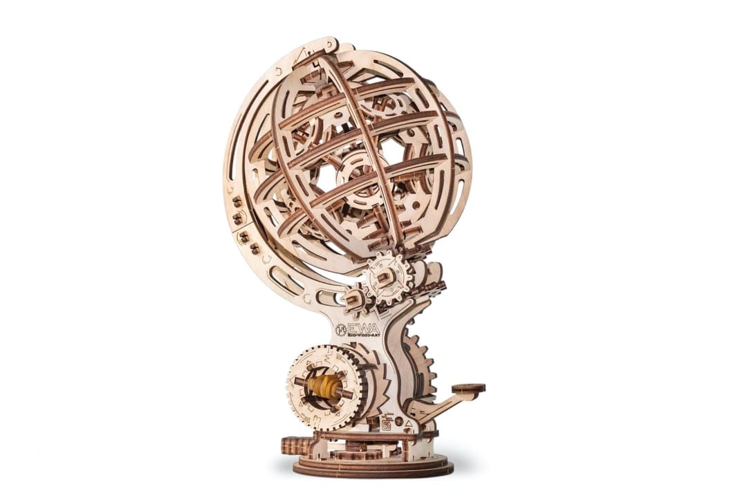 EWA Glob Cinetic – Puzzle 3D Mecanic din Lemn cu Auto-Rotație, 205 piese - Imaginea 4