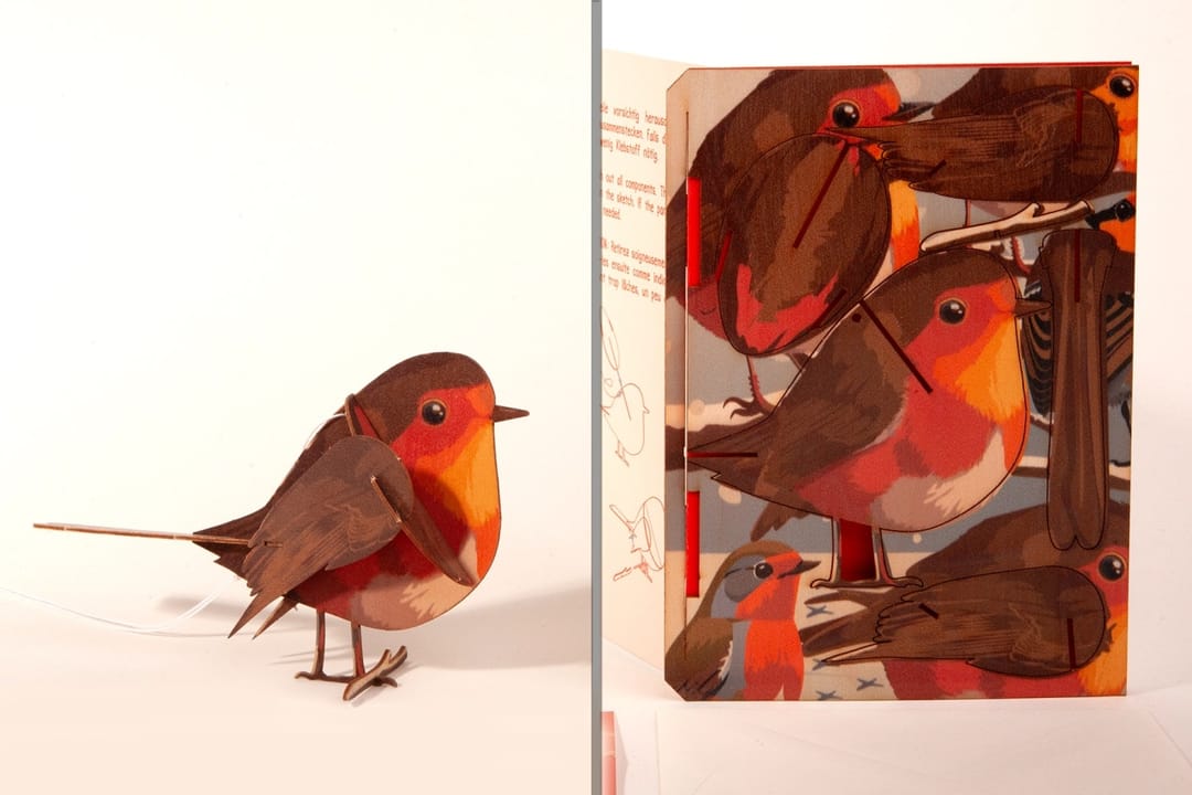 Felicitare 3D Decorativă din Lemn - Măcăleandrul (Robin) - Imaginea 1