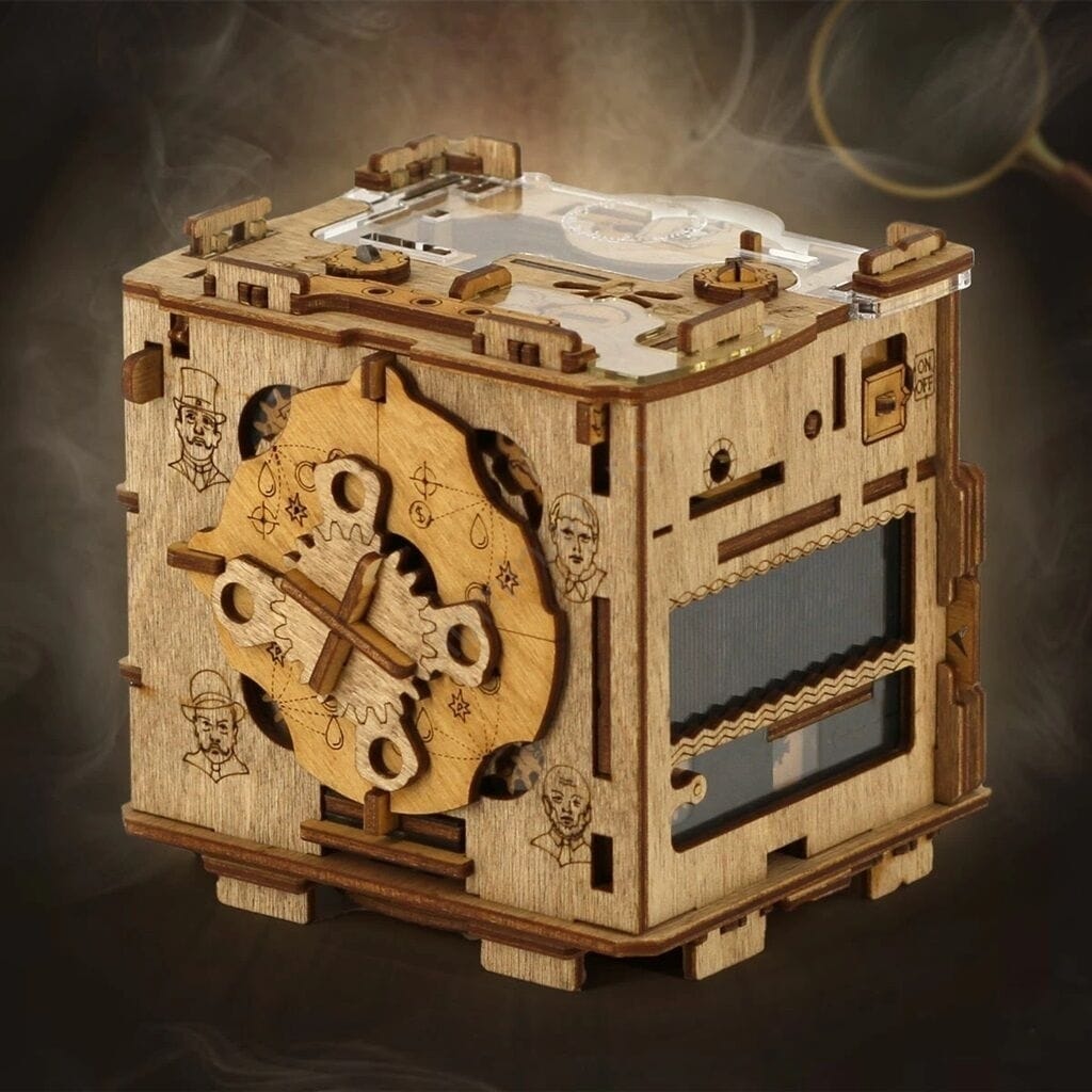 iDventure Cluebox Sherlock's Camera - Puzzle Mecanic din Lemn 3D, Joc de Logică Tip Escape Room - Imaginea 6