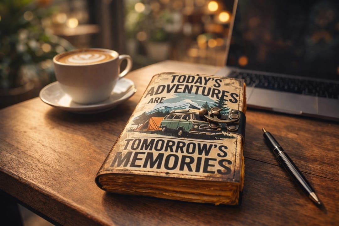 Jurnal Vintage din Piele Naturală „Today's Adventures” – Agendă Artizanală Handmade - Imaginea 2