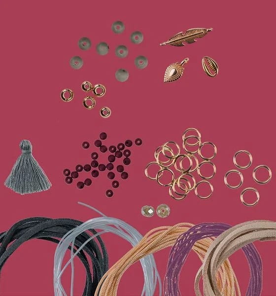 Set Creativ DIY Bijuterii Boho - Love & Peace (TOPP, frechverlag), confecționare 5 brățări (Roșu Închis / Gri) - Imaginea 2