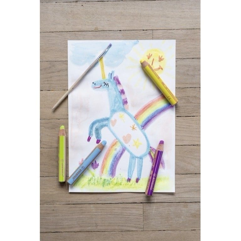  Creioane colorate 3 in 1 Stabilo, 6 bucati Woody - Imaginea 2