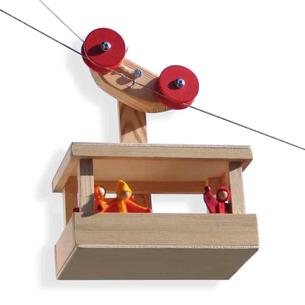 Telecabină din Lemn Kraul – Gondolă pentru Păpuși și Figurine - Imaginea 1