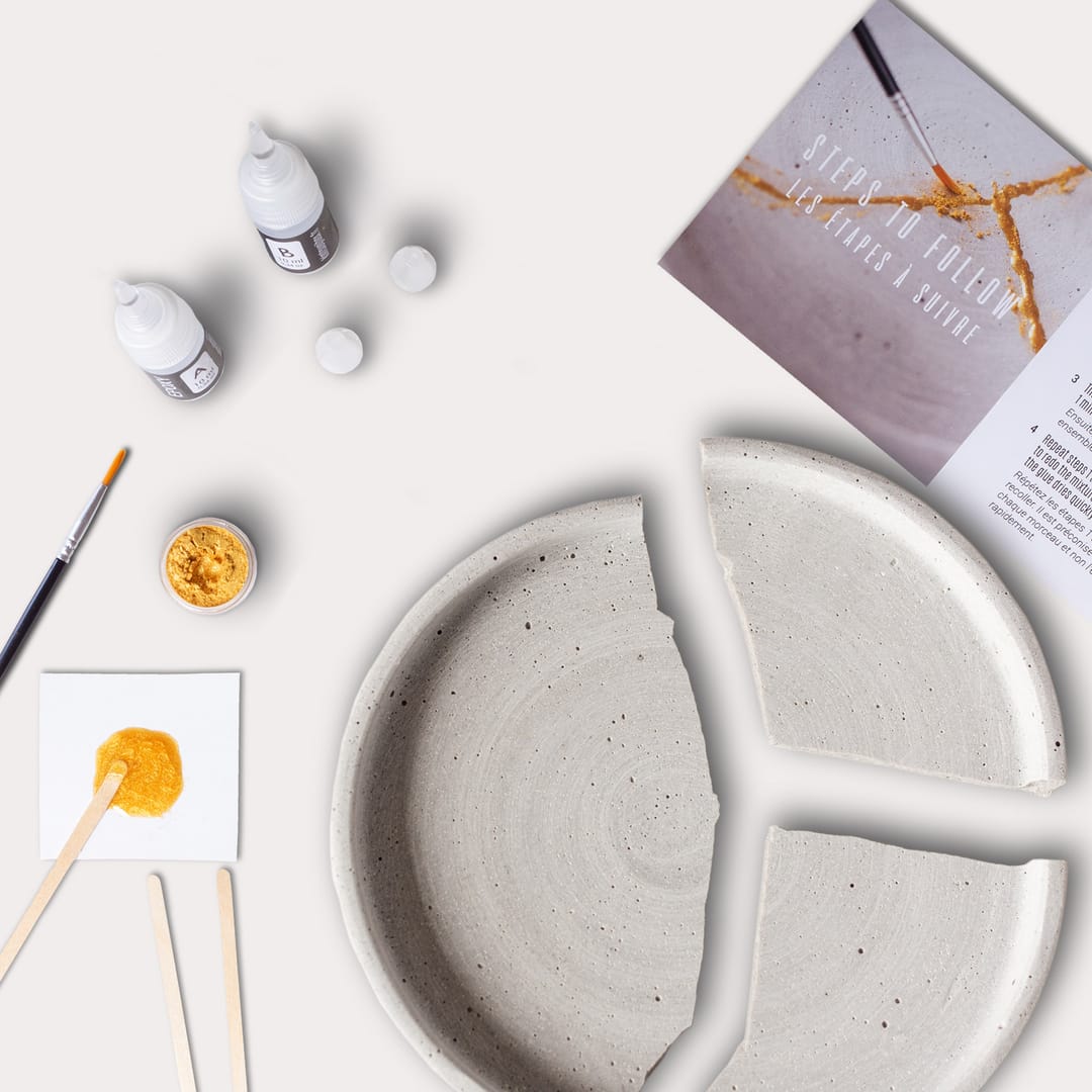 Kit DIY Kintsugi Box – Set Creativ pentru Repararea Ceramicii cu Aur și Argint (Artă Japoneză) - Imaginea 2