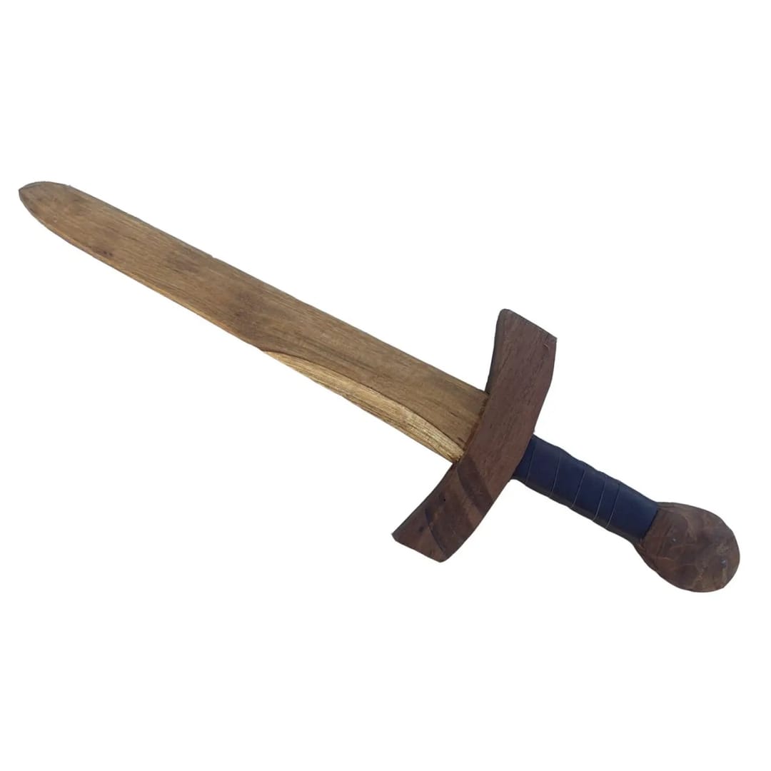 Sabie de Jucărie din Lemn Atavik - Model Cavaleresc, Mâner din Piele, 100% Lucrată Manual - Imaginea 1
