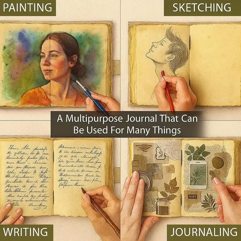 Jurnal Vintage din Piele Naturală „Today's Adventures” – Agendă Artizanală Handmade - Imaginea 5