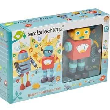 Set de Construcție din Lemn Tender Leaf Toys® – Roboței Retro Modulari - Imaginea 3