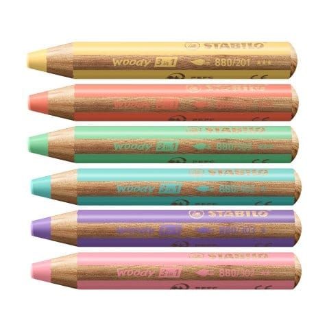  Creioane colorate 3 in 1 Stabilo, 6 bucati Woody - Imaginea 3