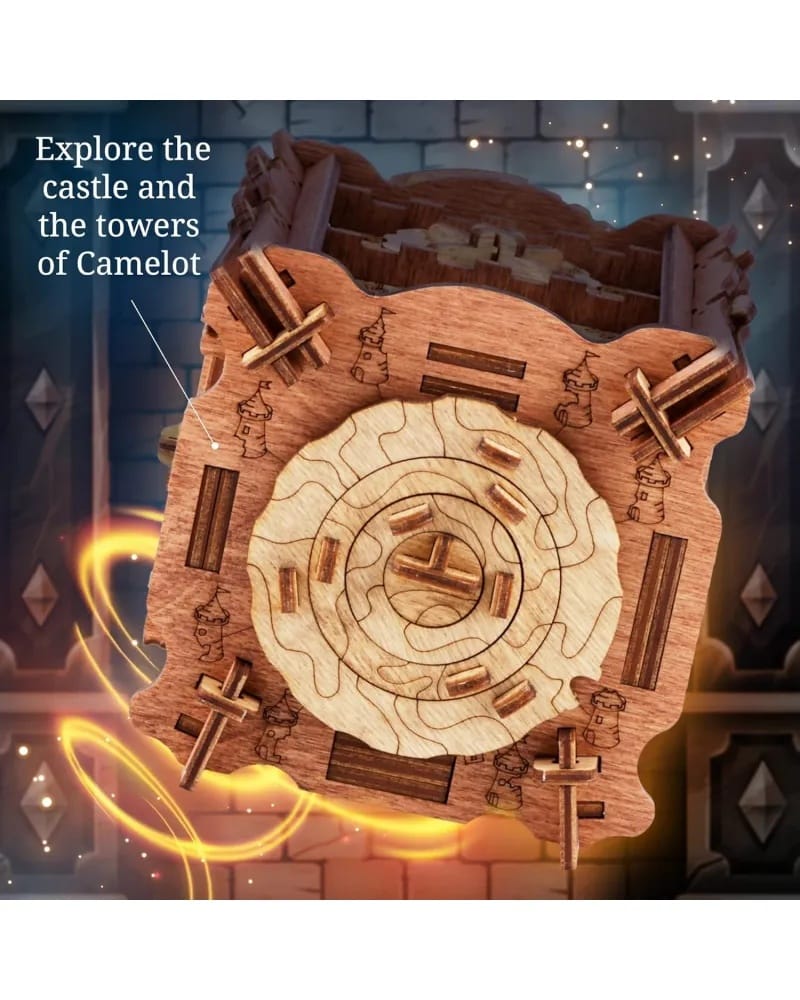 iDventure Cluebox Secretul lui Camelot - Puzzle Mecanic din Lemn, Joc de Logică Tip Escape Room - Imaginea 6