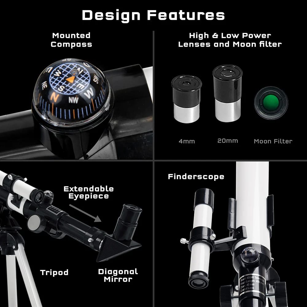 Telescop Astronomic Refractor Thames & Kosmos - Mărire 100x, Trepied Aluminiu & Busolă - Imaginea 7