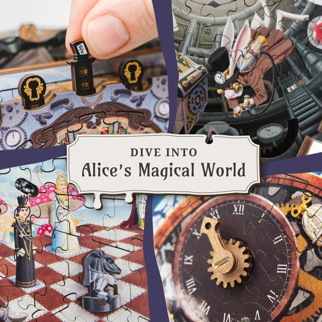 Cluepuzzle The Wonderbox of Alice, iDventure– Puzzle 3D și Escape Room din Lemn - Imaginea 3