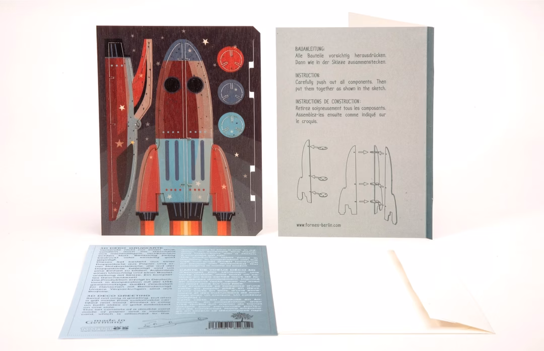Felicitare 3D Decorativă din Lemn - Naveta Retro - Imaginea 2