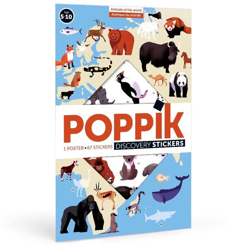 Poster cu Stickere Repozitionabile - Animalele Lumii(100 x 68 cm), Poppik