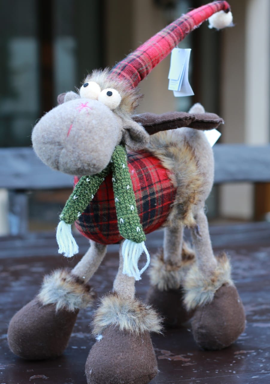 Decorațiune Ren Festiv (60 cm) – Stil Rustic cu Detalii Tartan - Imaginea 2