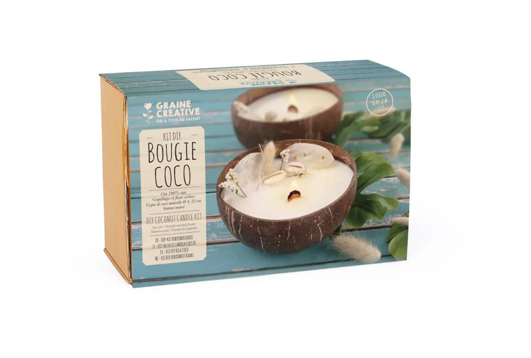 Kit DIY Lumânare Parfumată în Nucă de Cocos Graine Créative - Ceară de Soia 100% Naturală