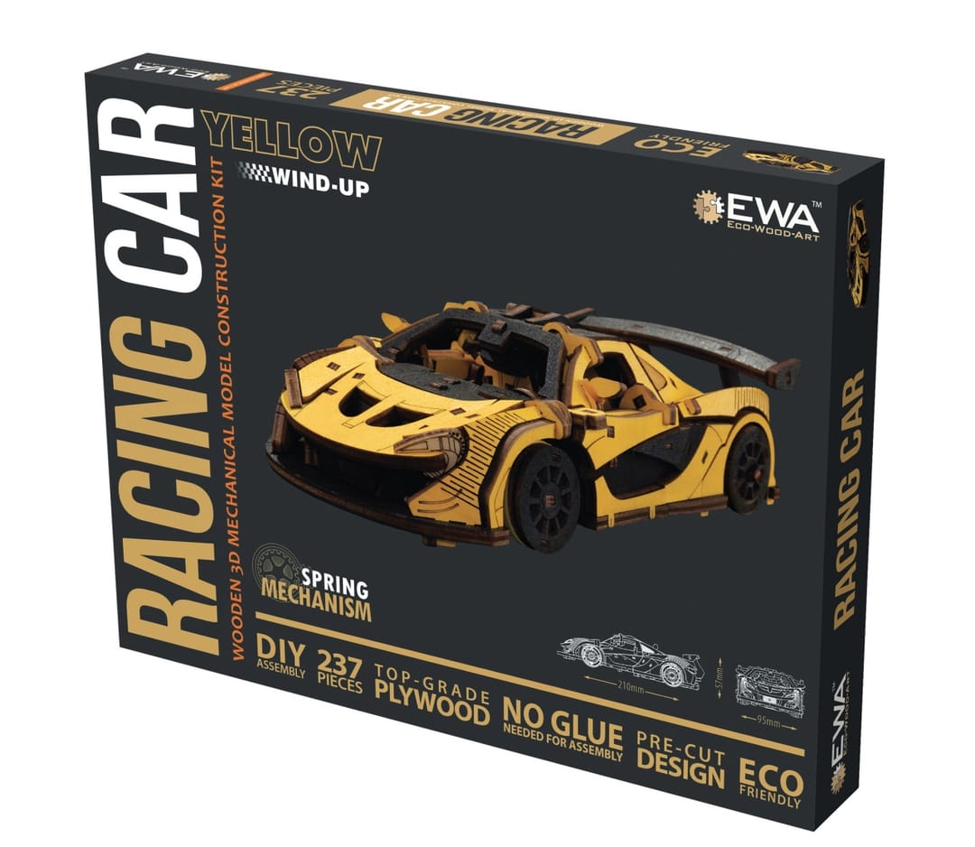 EWA Eco-Wood-Art Mașină de Curse – Puzzle 3D Mecanic din Lemn, 237 Piese - Imagine principala