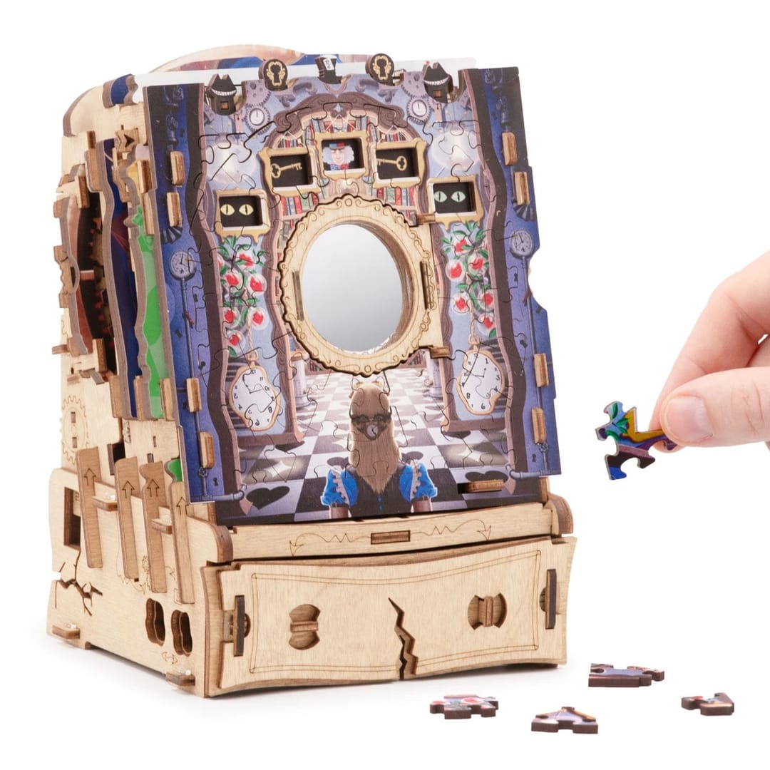 Cluepuzzle The Wonderbox of Alice, iDventure– Puzzle 3D și Escape Room din Lemn - Imaginea 1