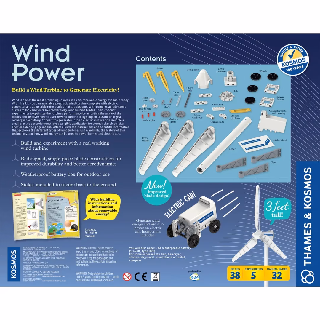 Kit Experimente STEM Thames & Kosmos® – Turbină Eoliană și Generator de Electricitate 91cm - Imaginea 4