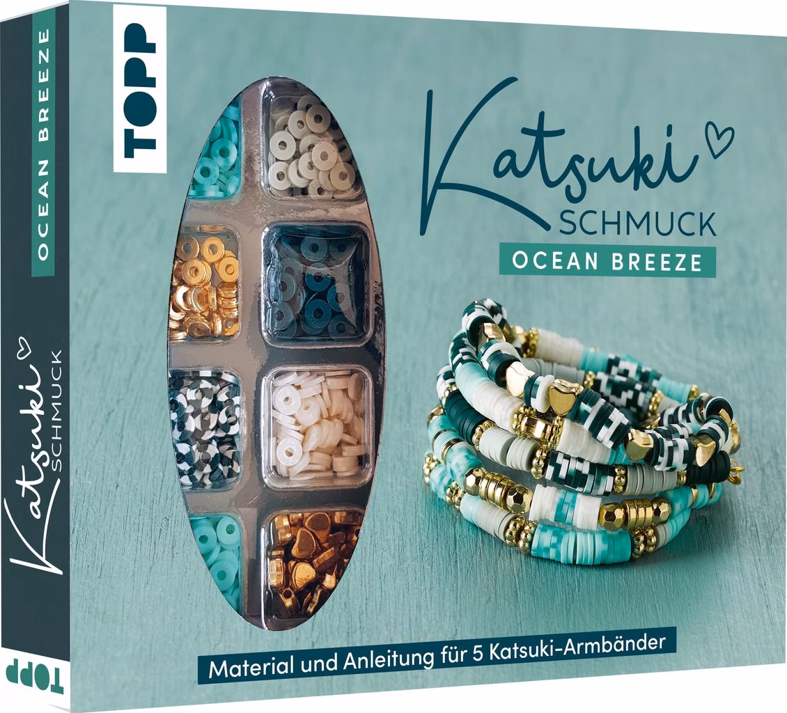 Set Creativ DIY Bijuterii Katsuki - Ocean Breeze (TOPP, frechverlag), confecționare 5 brățări