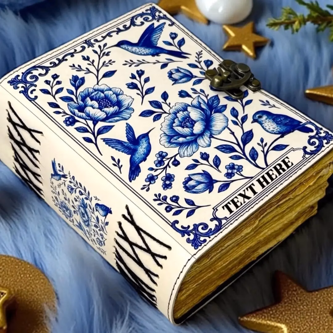 Jurnal Vintage din Piele Grimoire – Model Flori și Colibri - Imagine principala
