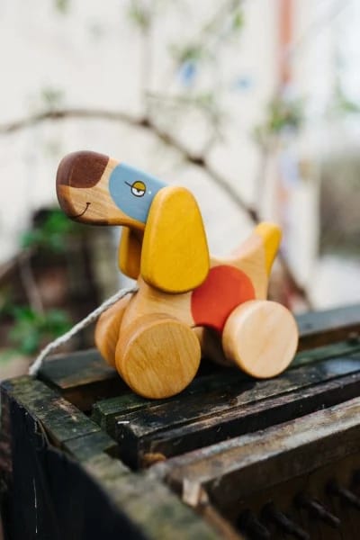 Jucărie din Lemn de Tras - Cățeluș Vesel (Friendly Toys) - Imaginea 3
