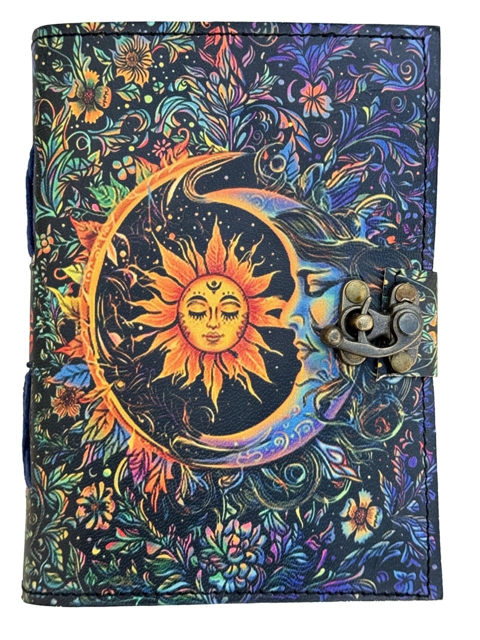 Jurnal Vintage din Piele Grimoire – Model Soarele și Luna - Imaginea 3
