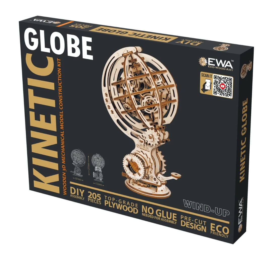 EWA Glob Cinetic – Puzzle 3D Mecanic din Lemn cu Auto-Rotație, 205 piese - Imaginea 2