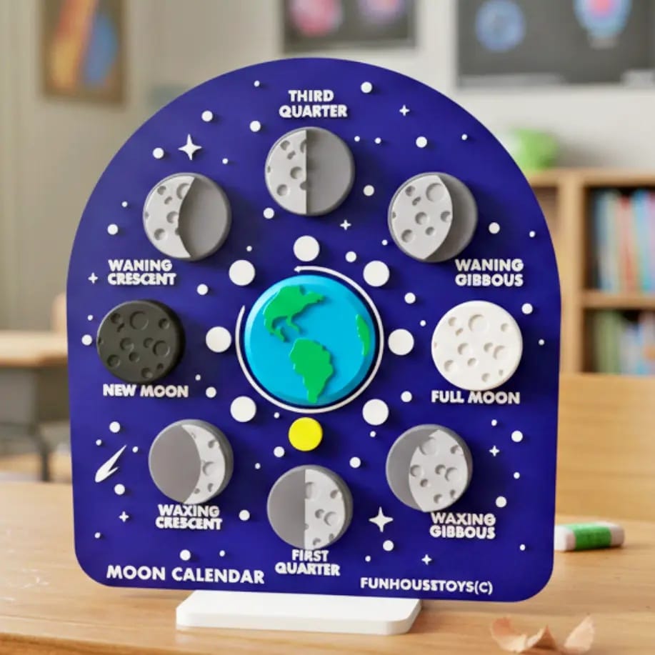 Puzzle și Model Didactic 3D – Fazele Lunii - Imaginea 1
