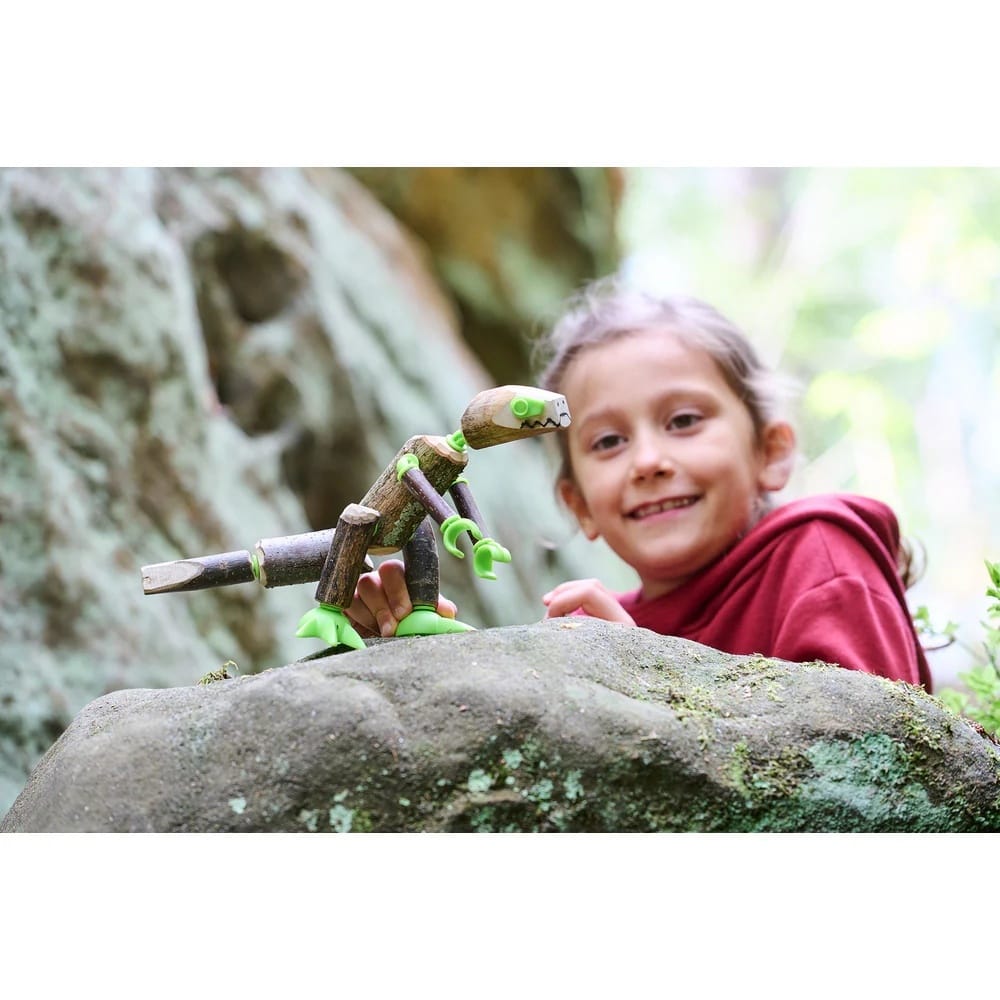 HABA Terra Kids Connectors – Set de Construcție Dinozauri din Elemente Naturale - Imaginea 5