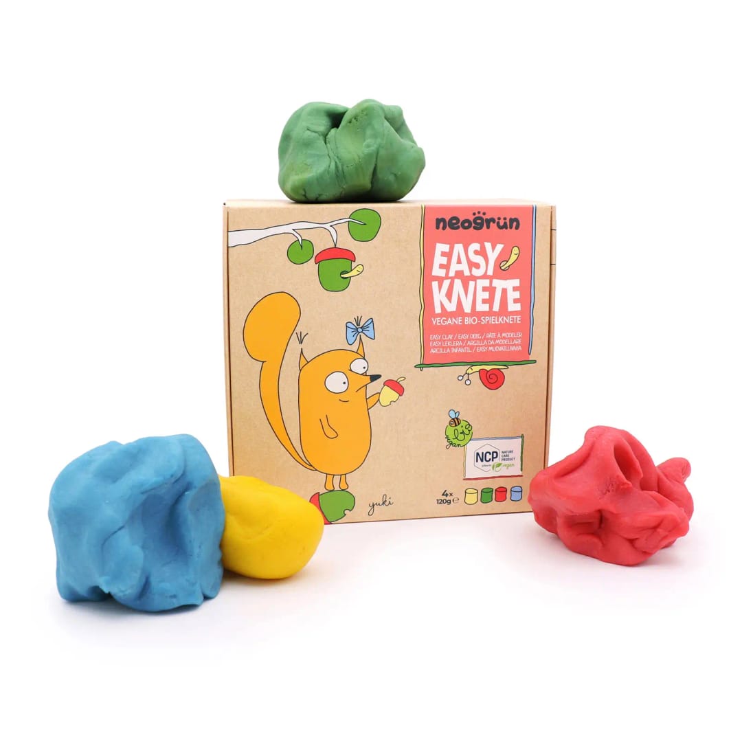 Neogrun Plastilina Organica Vegana Yuki, Set de 4 Culori( galben, rosu, albastru, verde) - Imaginea 1