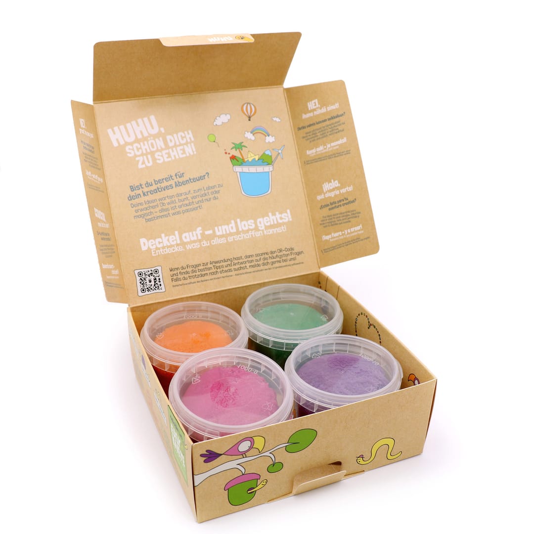 Neogrun Plastilina Organica Vegana Loki, Set de 4 Culori(verde, mov, roz, portocaliu ) - Imaginea 3