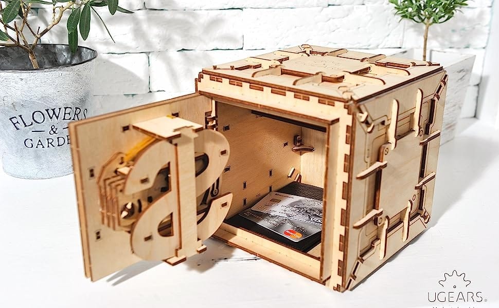 Ugears Seif Mecanic cu Cifru – Puzzle 3, Depozitare cu Cod Secret, 179 piese - Imaginea 2