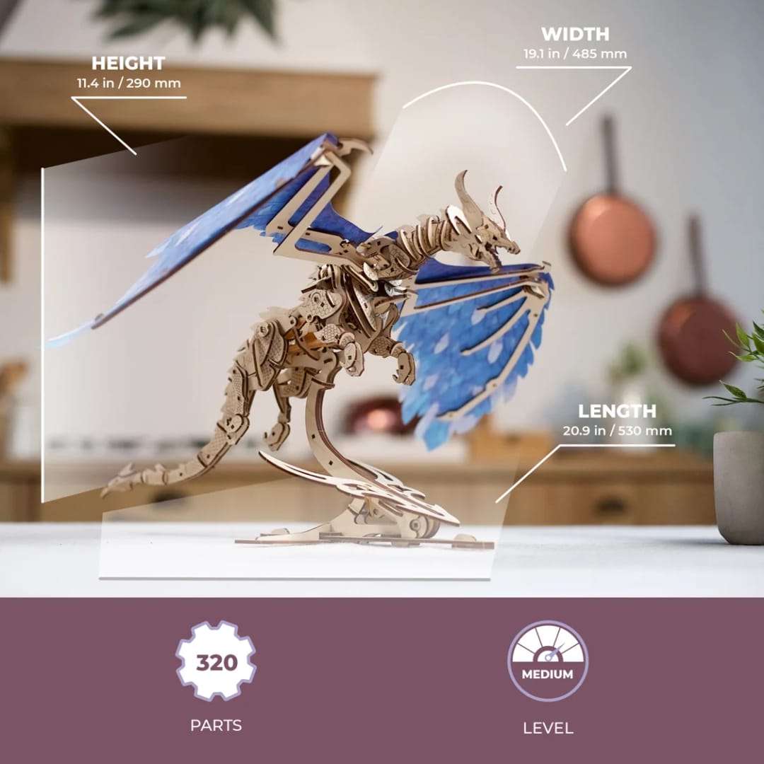 Ugears Dragonul Vântului, Puzzle 3D, 320 piese din lemn - Imaginea 7