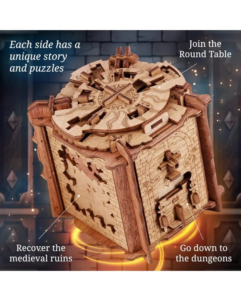 iDventure Cluebox Secretul lui Camelot - Puzzle Mecanic din Lemn, Joc de Logică Tip Escape Room - Imaginea 3
