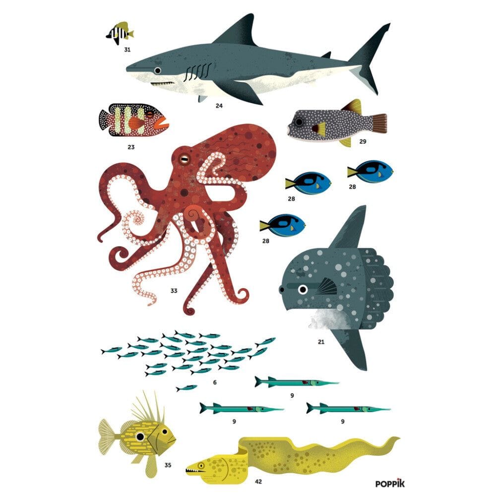 Poster cu Stickere Repoziționabile – Oceanul si Vietuitoarele Marine, Poppik (100 x 68 cm) - Imaginea 4