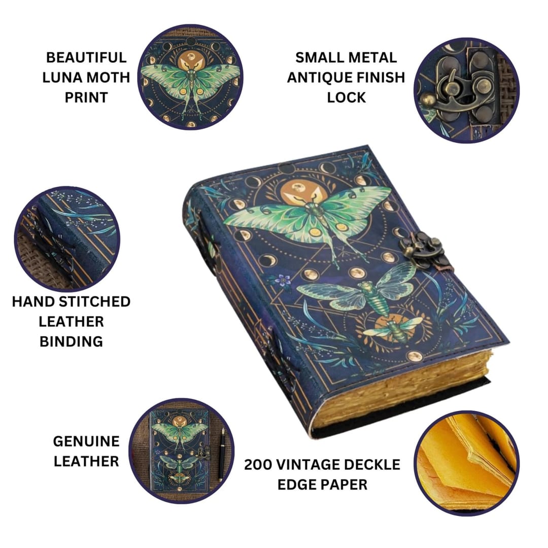 Jurnal Vintage din Piele Grimoire – Model Fluturele de Noapte - Imaginea 4