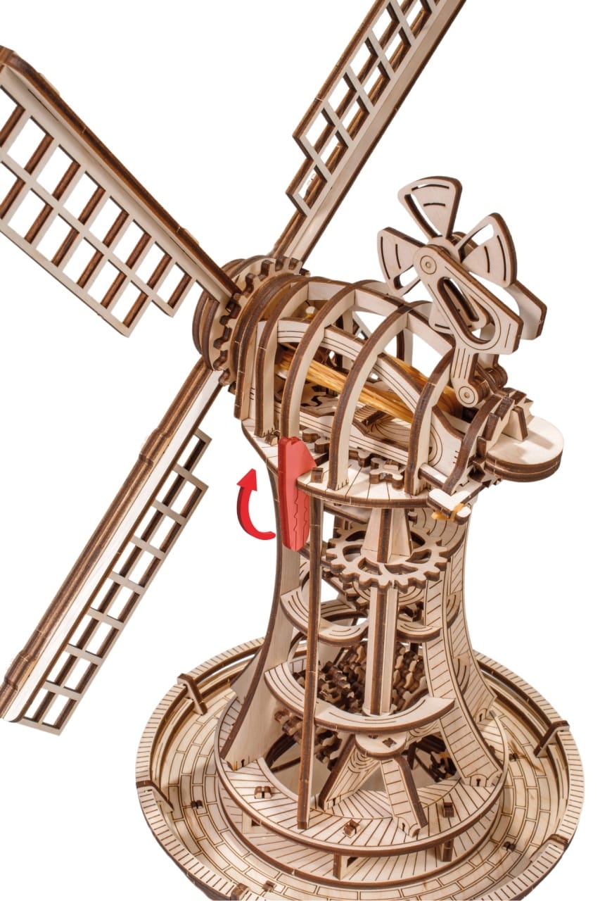 EWA Eco-Wood-Art Moară de Vânt – Puzzle 3D Mecanic 227 Piese din Lemn cu Motor - Imaginea 3