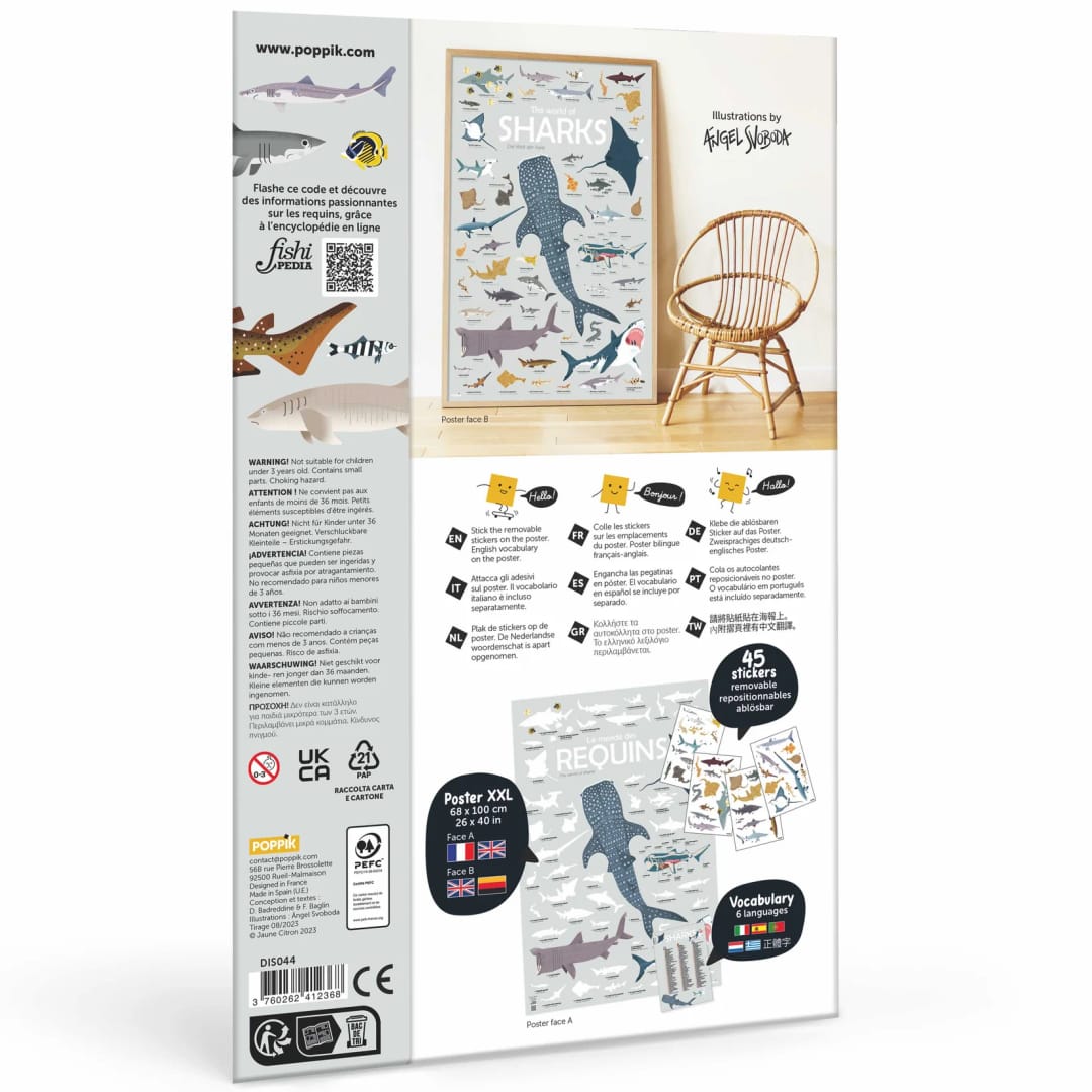 Poster cu Stickere Repoziționabile – Rechinii, Poppik (100 x 68 cm) - Imaginea 5