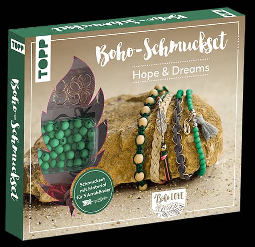 Set Creativ DIY Bijuterii Boho - Hope & Dreams (TOPP, frechverlag), confecționare 5 brățări