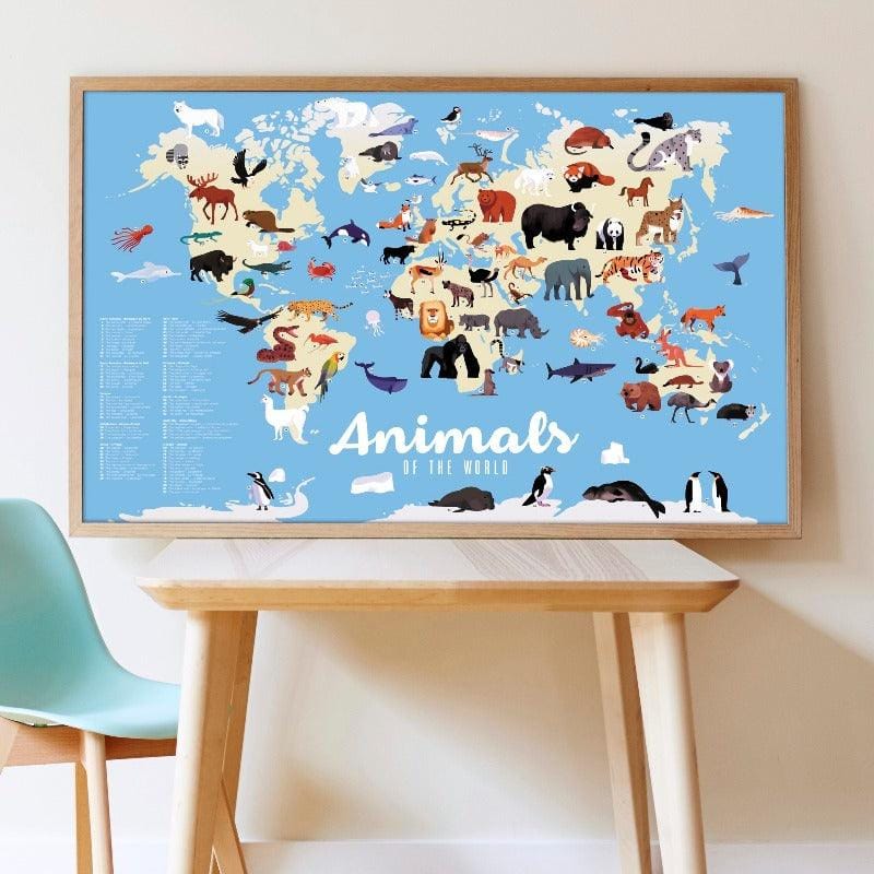 Poster cu Stickere Repozitionabile - Animalele Lumii(100 x 68 cm), Poppik - Imaginea 2