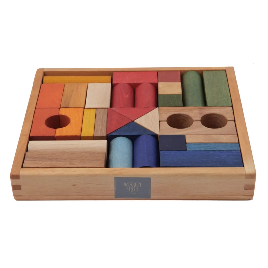 Cuburi de Construit Curcubeu, Wooden Story - Imaginea 1