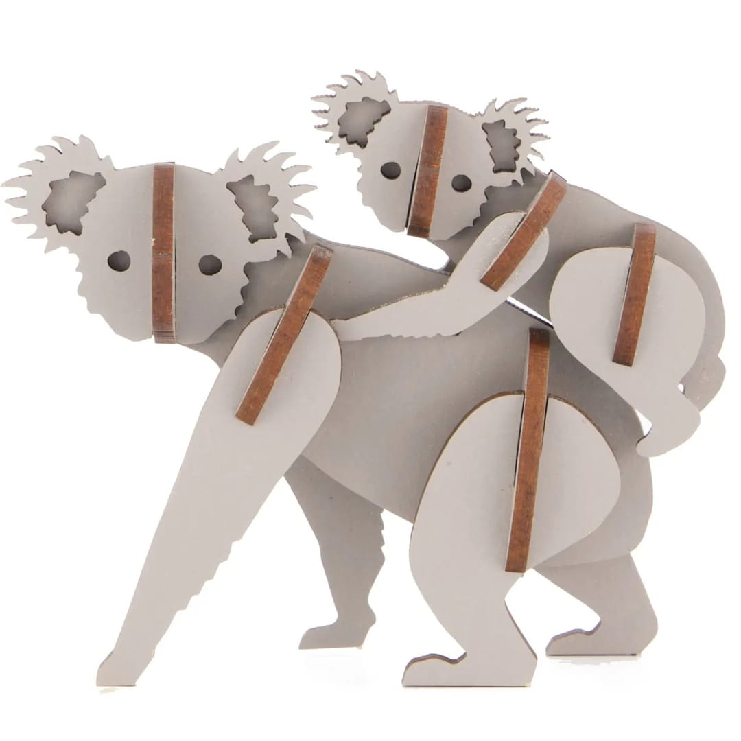 Kit de Construcție Koala și Puiul Joey – Puzzle 3D din Lemn Sustenabil - Imaginea 1