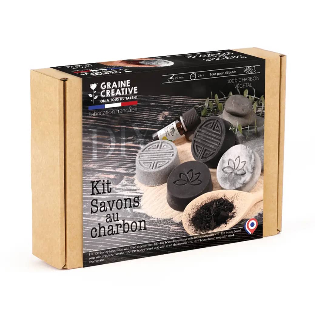 Kit DIY Săpunuri Artizanale cu Cărbun Activ Graine Créative - Kit Creativ Creare Săpun