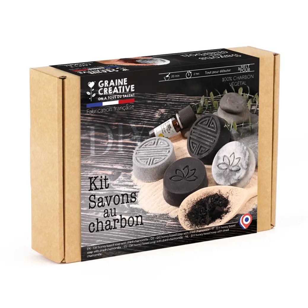 Kit DIY Săpunuri Artizanale cu Cărbun Activ Graine Créative - Kit Creativ Creare Săpun - Imaginea 1