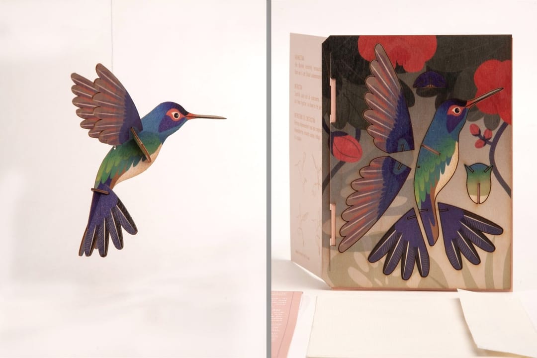 Felicitare 3D din lemn - Pasărea Colibri, Formes Berlin GbR - Imagine principala
