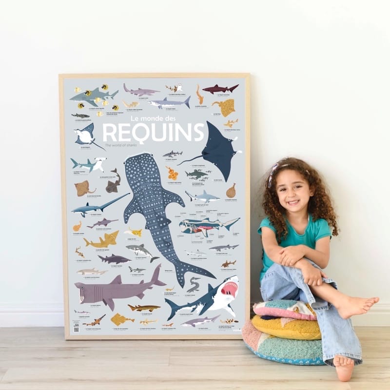 Poster cu Stickere Repoziționabile – Rechinii, Poppik (100 x 68 cm) - Imaginea 2