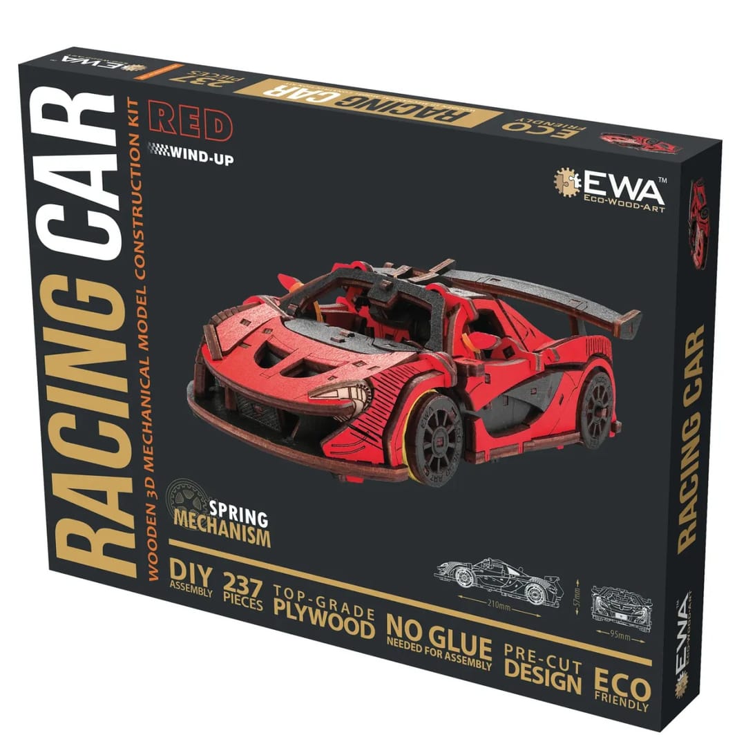 EWA Eco-Wood-Art Mașină de Curse – Puzzle 3D Mecanic din Lemn, 237 Piese - Imaginea 2