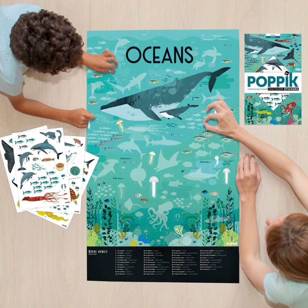 Poster cu Stickere Repoziționabile – Oceanul si Vietuitoarele Marine, Poppik (100 x 68 cm) - Imaginea 3