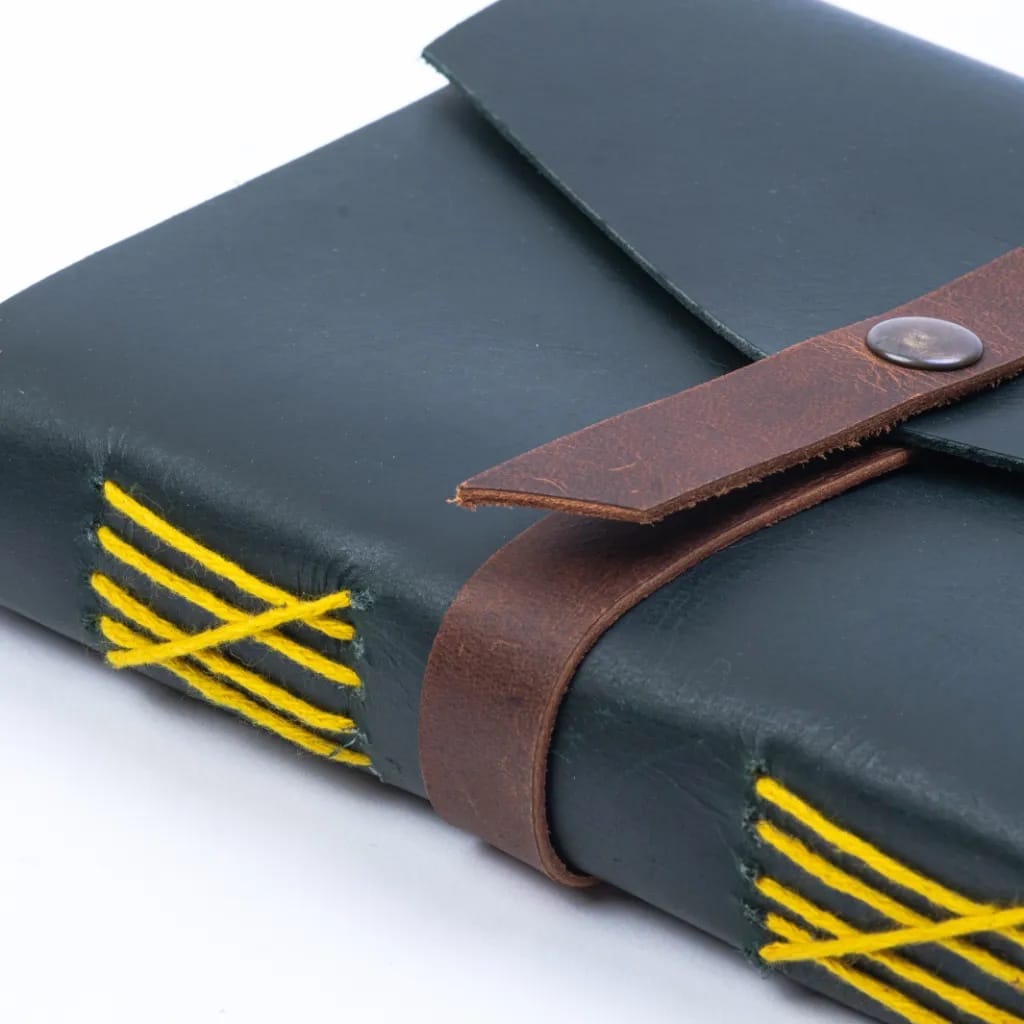 Jurnal Vintage din Piele Naturală Lucrat Manual (13 x 18 cm) – Agendă Artizanală cu Închidere cu Curea - Imaginea 3