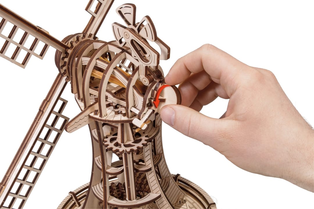 EWA Eco-Wood-Art Moară de Vânt – Puzzle 3D Mecanic 227 Piese din Lemn cu Motor - Imaginea 4